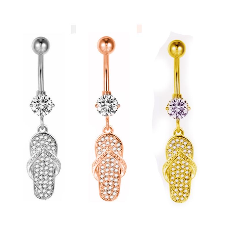 European & American Zircon Copper Belly Button Ring – Sexy Piercing Jewelry