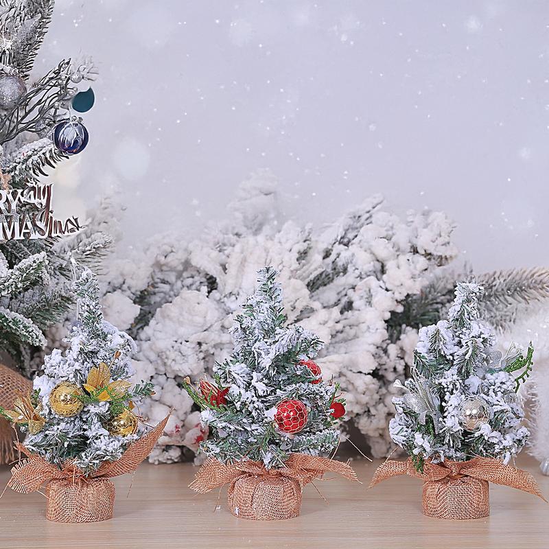 

Christmas Trees for Table Artificial Christmas Tree with Burlap Base Winter Tabletop Decor Holiday Supplies for Living Room A