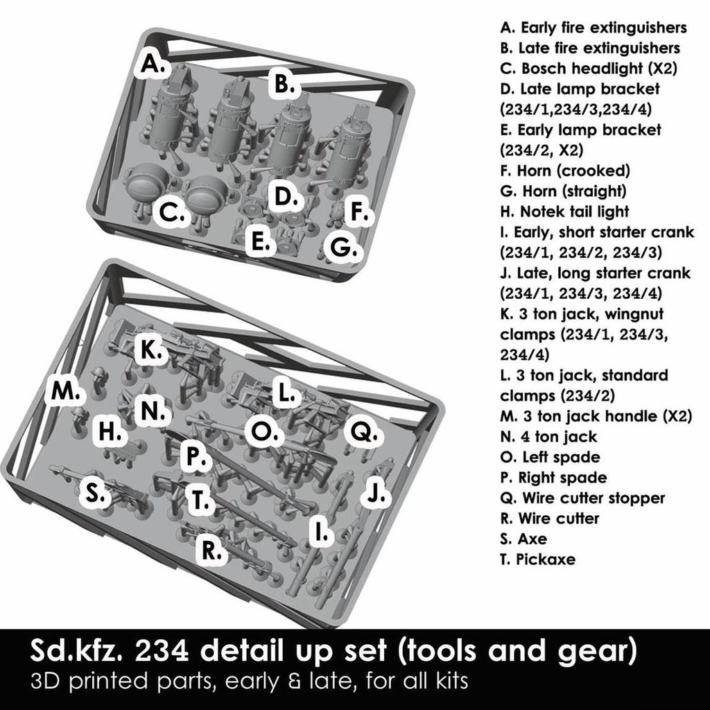 Rad Miniatures 1/35 WW2 German Sd.Kfz.234 Heavy Armored Car Series Detail Up Set RDM35S52 3D Printed Plastic Model Kit Accessories