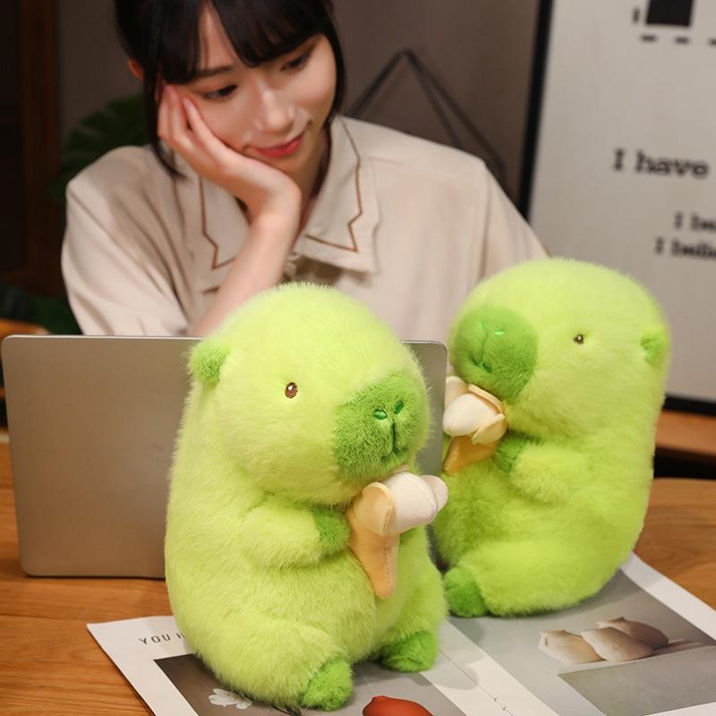 New banana green capybara doll plush toy green banana capybara doll kapibara throw pillow