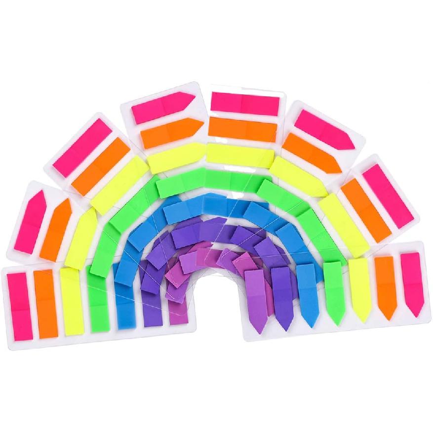 Colored Sticky Neon Flags Index Tabs Page Markers Highlight Strips Writable Labels Page for Marking and Highlighting, 8 Sets, 1120pcs