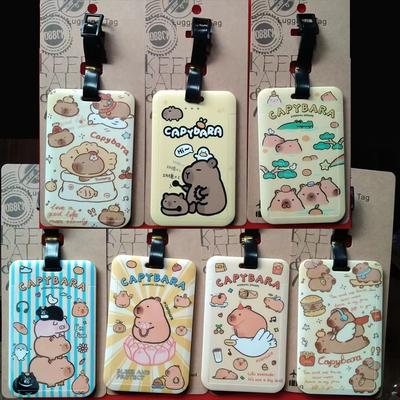 Cartoon Capybara Travel Luggage Tag Name Address Tel Soft Silicone Baggage Labels Mark Hanging Sign Board Baggage Tags