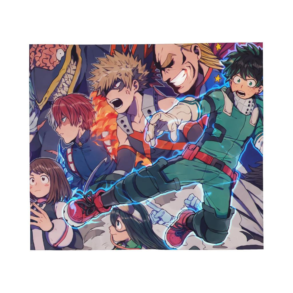 My Hero Academia Blankets Flannel All Season Collage Midori And Friends Portable Warm Throw Blanket for Sofa Travel Bedspreads