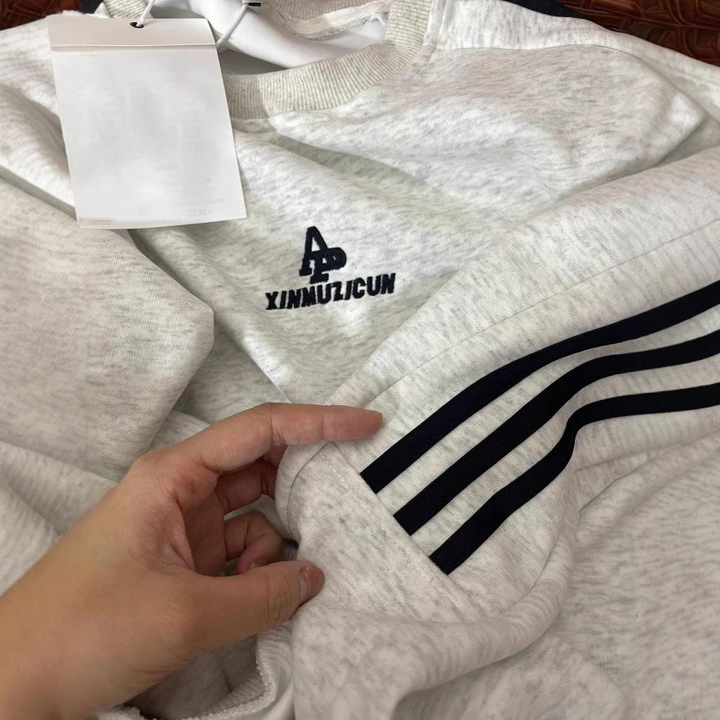 Hanorac de damă în stil sport, alb și gri, cu gât rotund, pentru toamnă, design nou, lejer, casual, jachetă cu mâneci lungi pentru femei