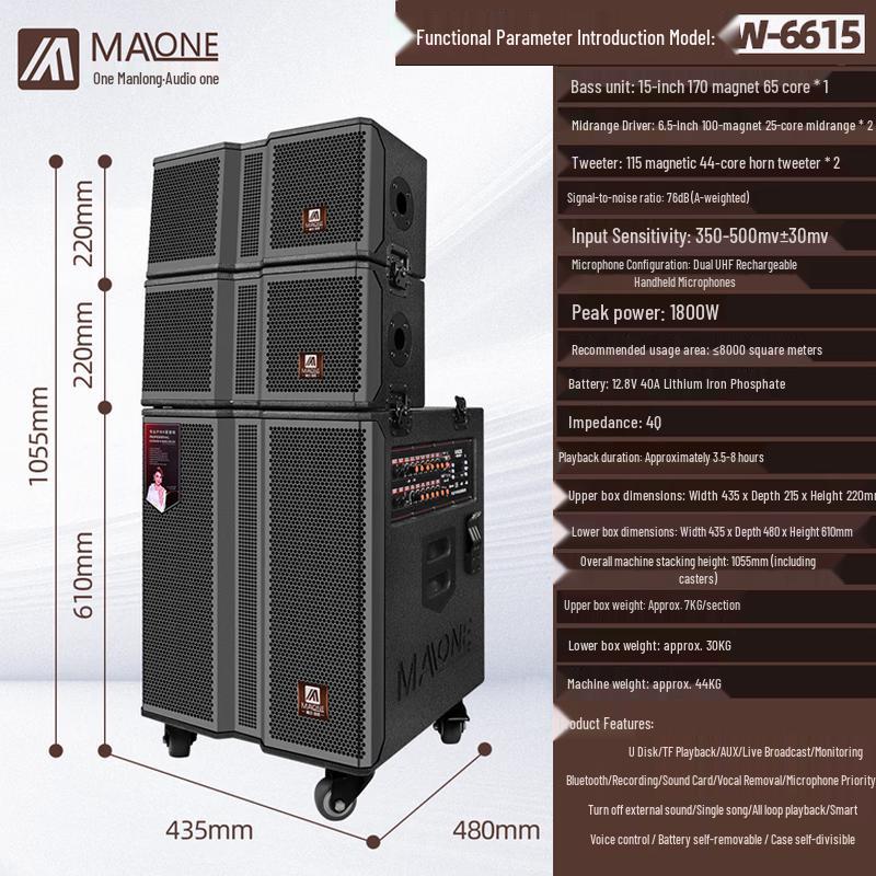 MALONE Portable Outdoor Stage Speaker with Wireless Microphones (CN Version)