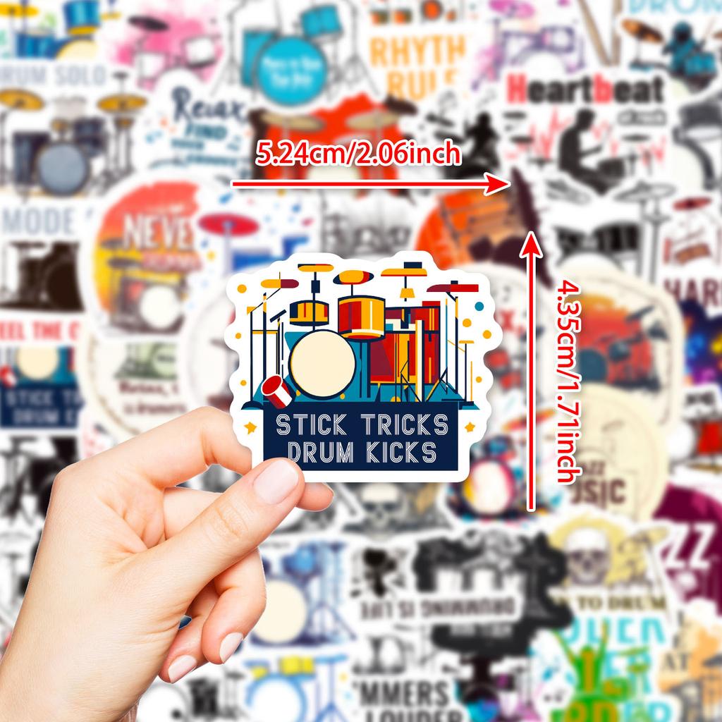 New 50 Rock Instruments Drum Set Cartoon Graffiti Stickers Personalized Creative Trend Decorative Stickers