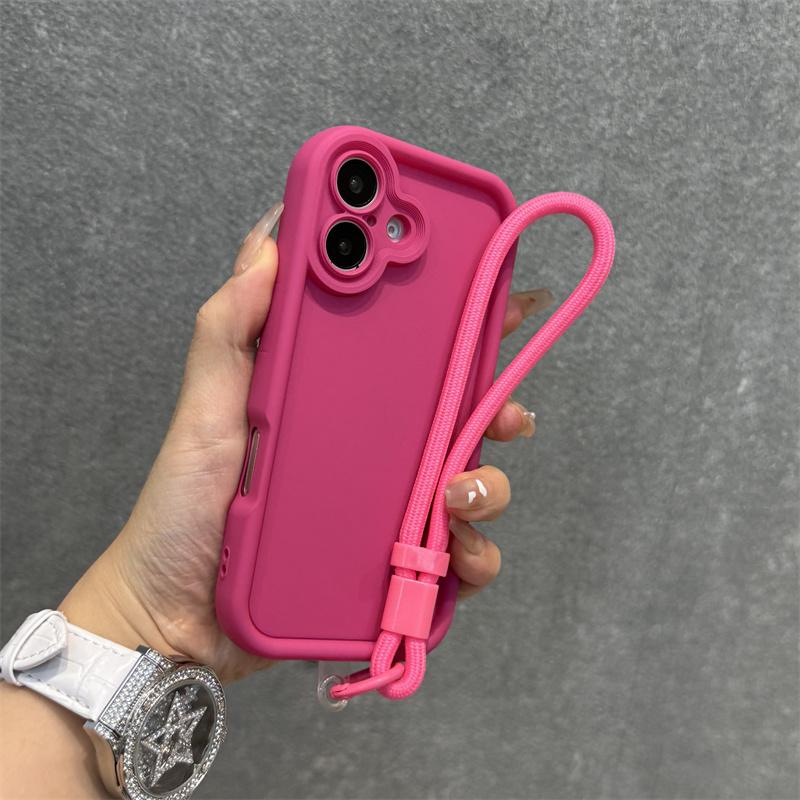 Candy Color Soft Silicone Rubber Case for iPhone 16 15 14 Plus 13 12 11 Pro Max Matte Shockproof Camera Protection Strap Cover