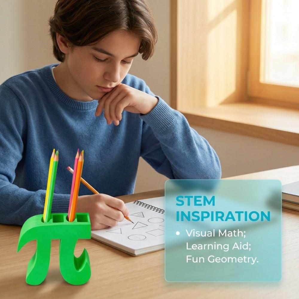 Math Festival Pi Pen Holder Green Stationery Box Multifunctional 3.14 Pi Day Gift Desktop