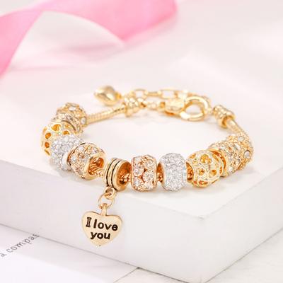 1PC Women DIY Love Beaded Bracelet Fashion Pan Family Multi Element Gift for Date Travel Banquet Party Holiday Dressing