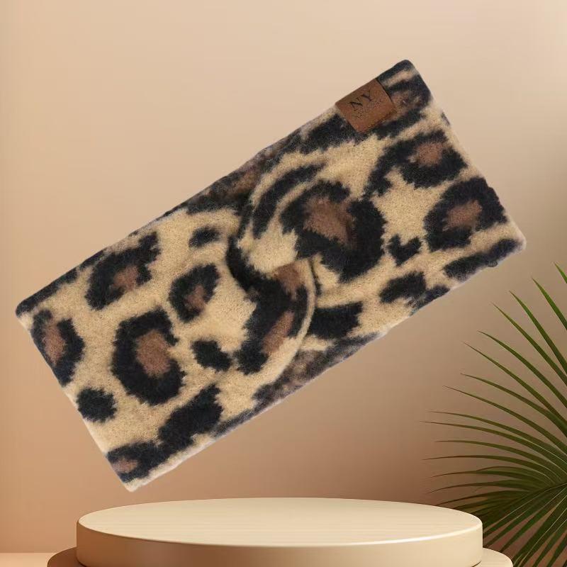 Retro Leopard Print Knitted Headband - Versatile, Warm & Non-Tightening Hair Accessory for Women
