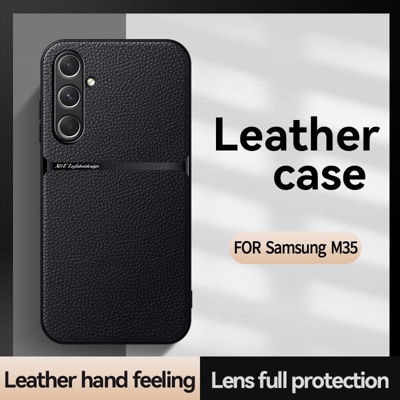 For Galaxy M35 5G Case 6.6'' M356B Luxury Leather Magnetic Car Holder Phone Case For Samsung Galaxy M35 5G m 35 Soft Back Cover