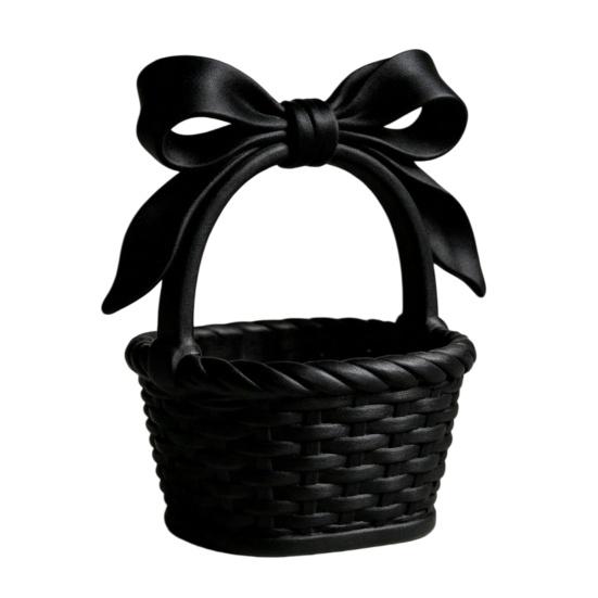 Mini Woven Basket with Basket with Bow Handle Small Storage Resin Desk Organizer чёрный