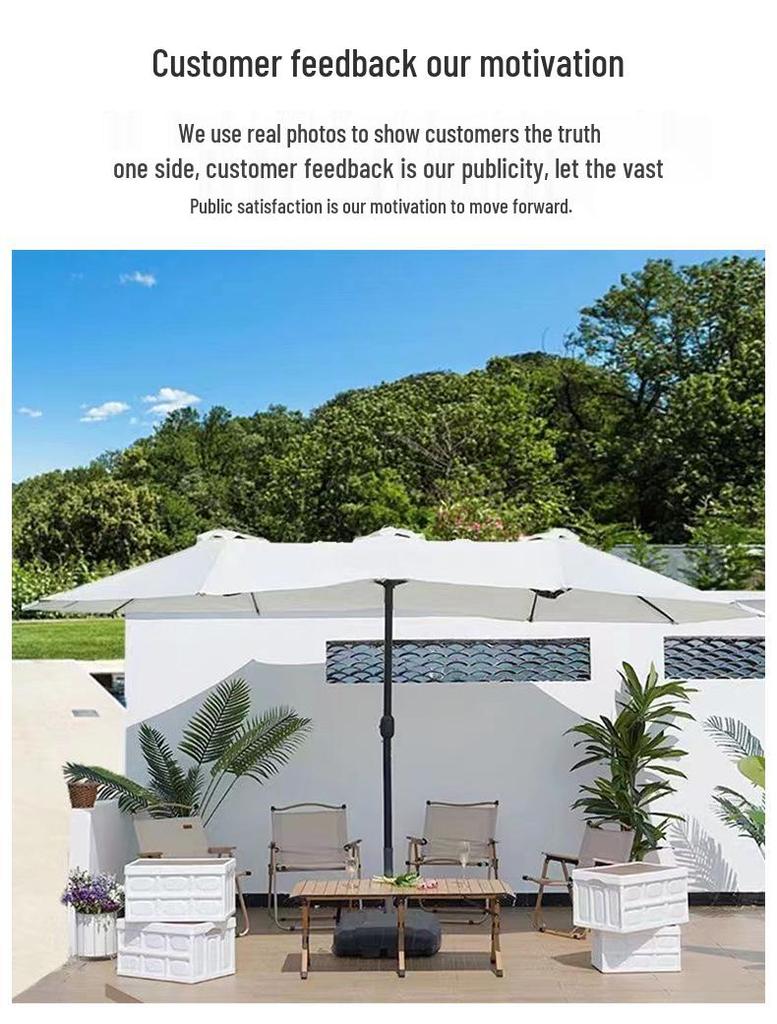 Park Double-Head Sunshade: Large Outdoor Patio, Beach & Street Umbrella with Three-Head Design for Balcony & Terrace