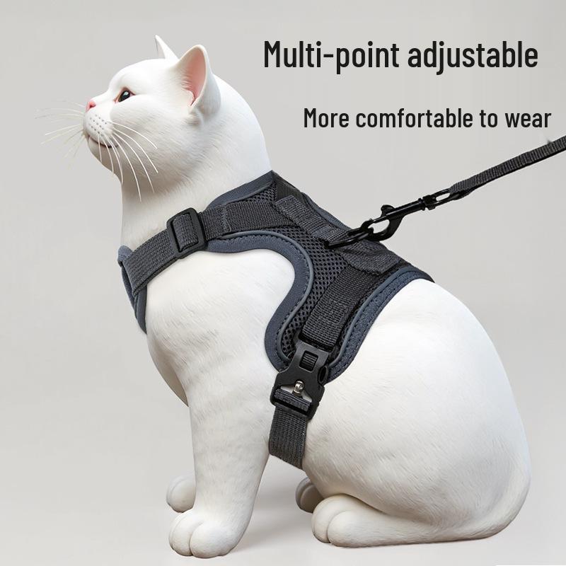 Adjustable Anti-Escape Cat & Small Dog Leash and Harness: Breathable, No-Choke, All-Season Use