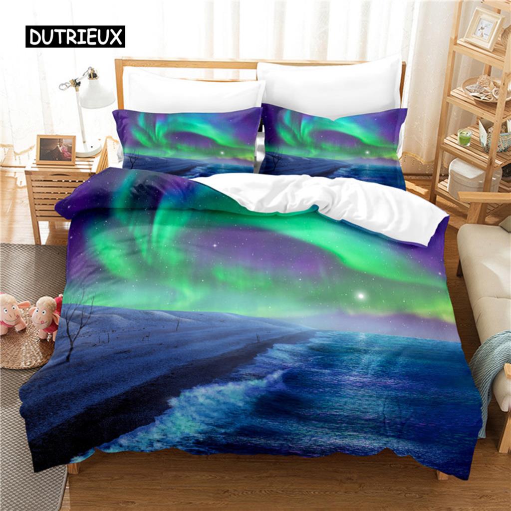 

Colorful Aurora Bed Linen Package Quilt Cover Package 3d Bedding Digital Printing Bed Linen Queen Dimension Size Bed Linen Package Fashion Design EU single(135x200cm)