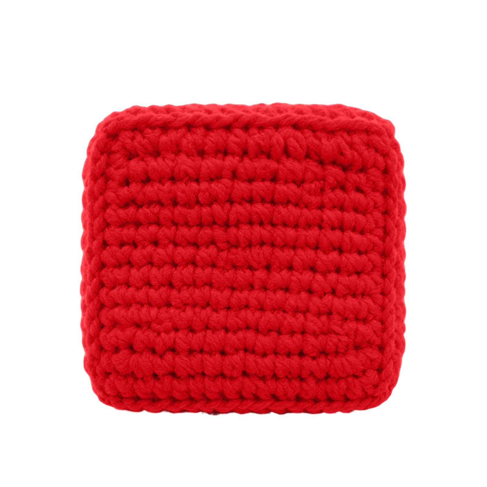 

Square Crochet Bean Bag Toy Soft Durable Handmade Fabric Filled Sensory Play Object for Indoor Outdoor Activities One Size красный