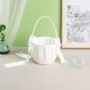 20 Cm White Flower Girls Basket Silk Wedding Basket for Flower Bride/Kids Hand Held Wedding Ceremony Party Decorations