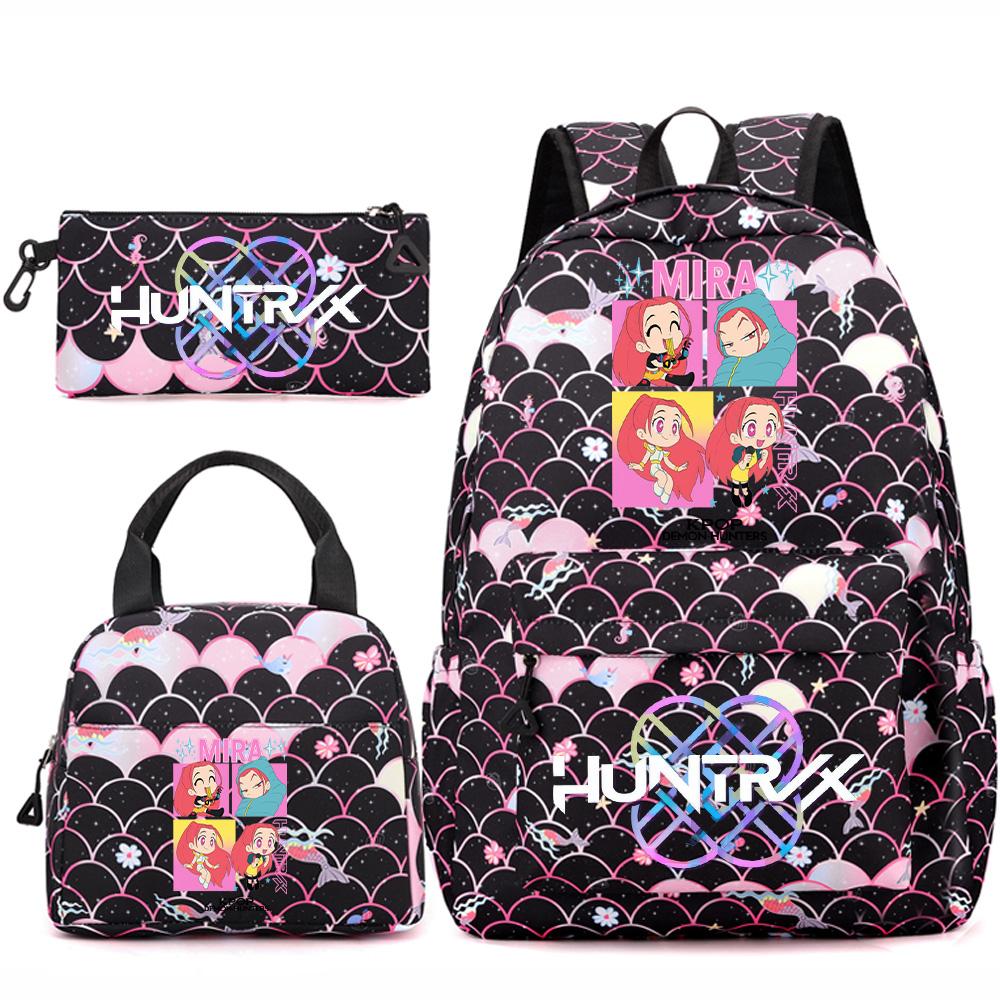 3Pcs/set Kpop Printed Backpack Handbag Pencil Case for Teenger Student Girl Boy Schoolbag Bookbag Large Capacity Travel Bag Kid Gift Mochila