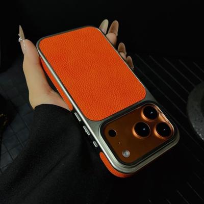 Plating Armor Leather Texture Case For iPhone 17 Air 16 15 14 13 Pro Max Plus 17Pro 16Pro Shockproof Business Phone Cover