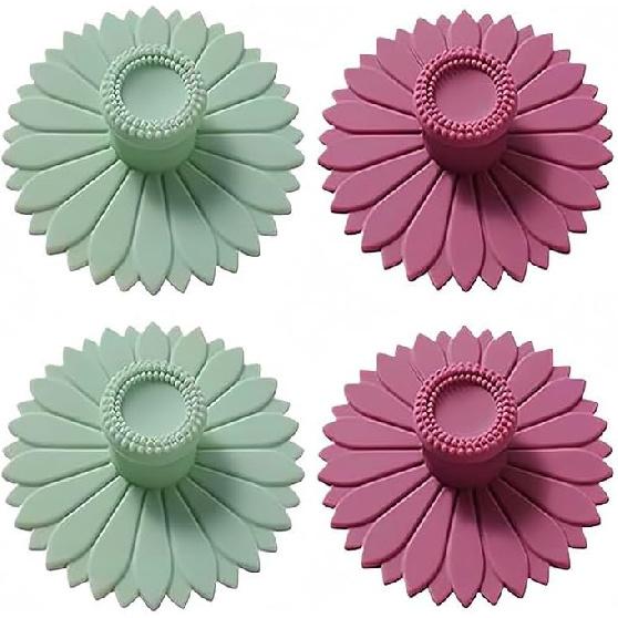 Sunflower Silicone Coffee Cup Lids (Set of 4) – Multicolored Silicone Cup Covers for Drinks, Flexible and Spill-Proof Cup Covers for Mugs, Tea