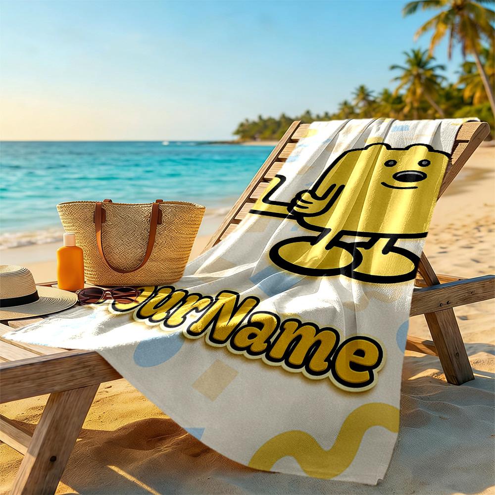 Wow! Wow! Wubbzy Customizable Name Beach Towel Quick-Dry Soft Microfiber Ideal for Travel Outdoor Swim Pool Yoga Surf Camping Hiking Gym Gift Holiday
