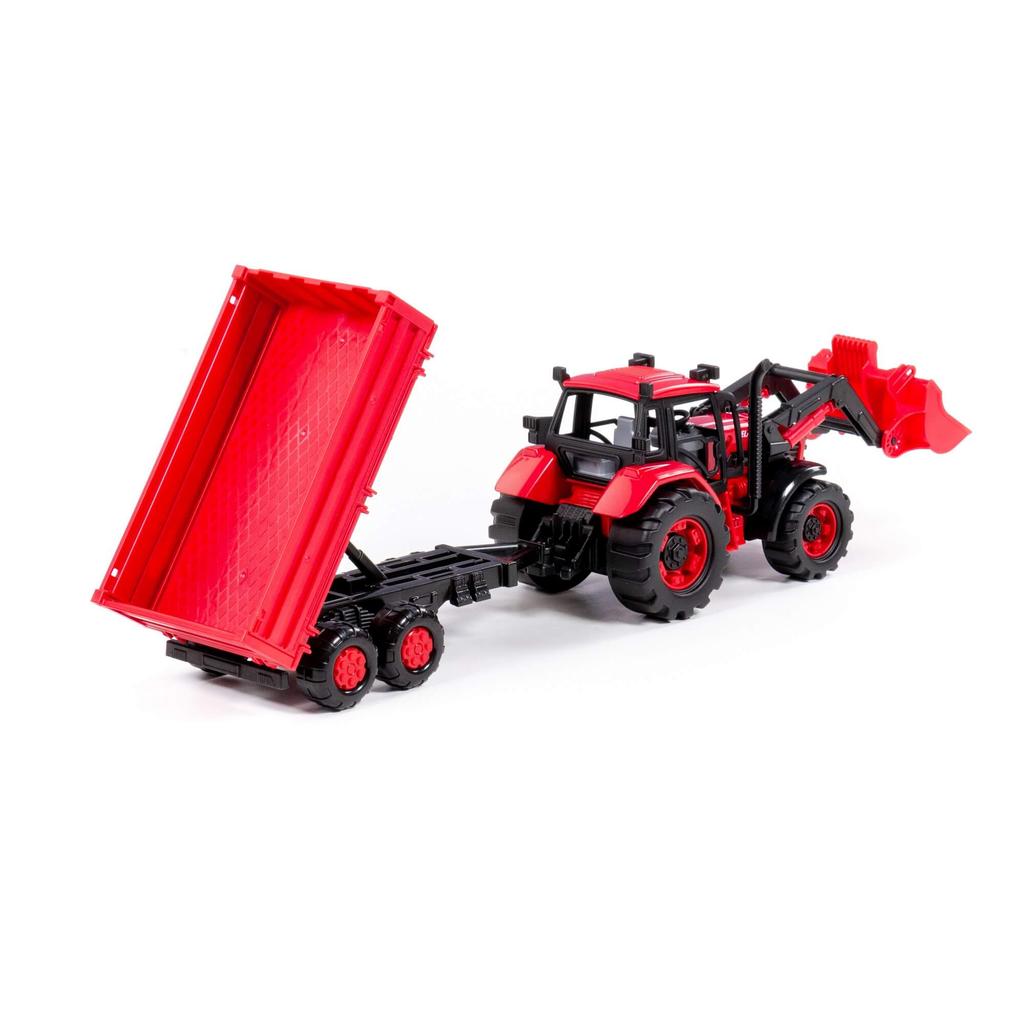 Wader  Traktor  "Belarus" Z Ładowarką I Przyczepą Czerwony