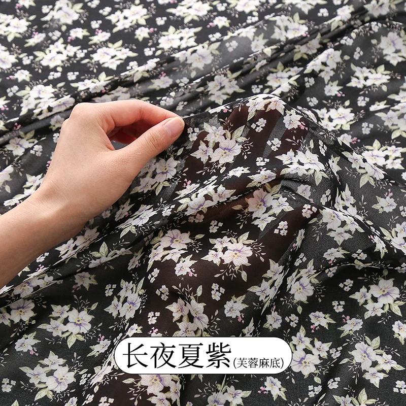 150x50cm/150x200cm Small Floral Printed Chiffon Fabric For Summer Women's Dresses Children's Clothing Handmade DIY Fabric TJ7500