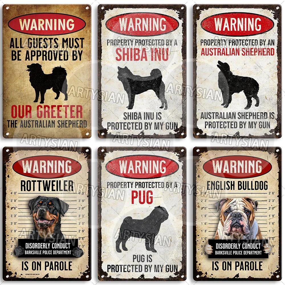 Beware Of Dog Warning Metal Sign German Shorthaired Pointer Aussie Dachshund Labrador Doxie Bulldog Dobermann Pyrenees Shiba Pug