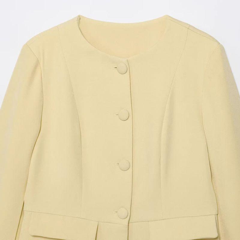 Araltay New Arrival Women's Clothing Fashion Style Fashion Casual Minimalist Long Sleeve round Neck All-Matching Breasted Silm Outwear