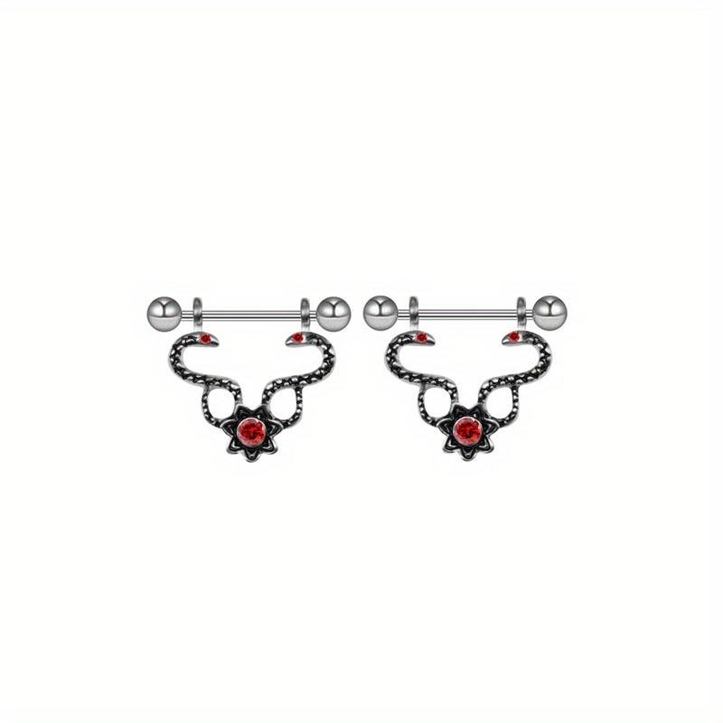 2pc Skull Nipple Ring Demon Nipple Ring Rose Chest Serpentine Nipple Ring Body Piercing Jewelry