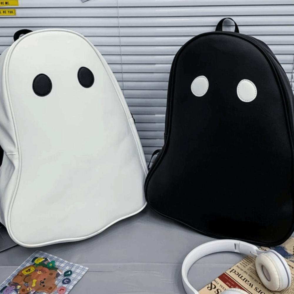 Harajuku Style Students Book Bag Pu Leather Shoulder Bag Portable Ghost Backpack Travel
