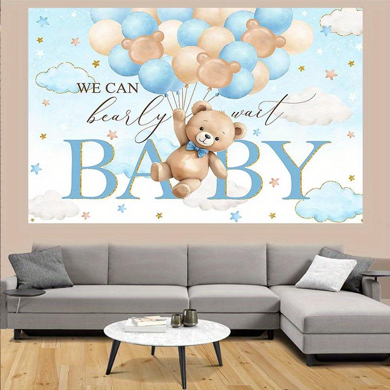 1 Piece Cute Bear and Balloon Shower Background - "We Can Hardly Wait" Party Decoration