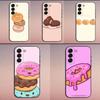 Coque de téléphone pour Samsung Galaxy A20, A21s, A22, A31, A32, A52, A53, A72, 73, A80, Housse noire souple, Donuts Desserts Snacks