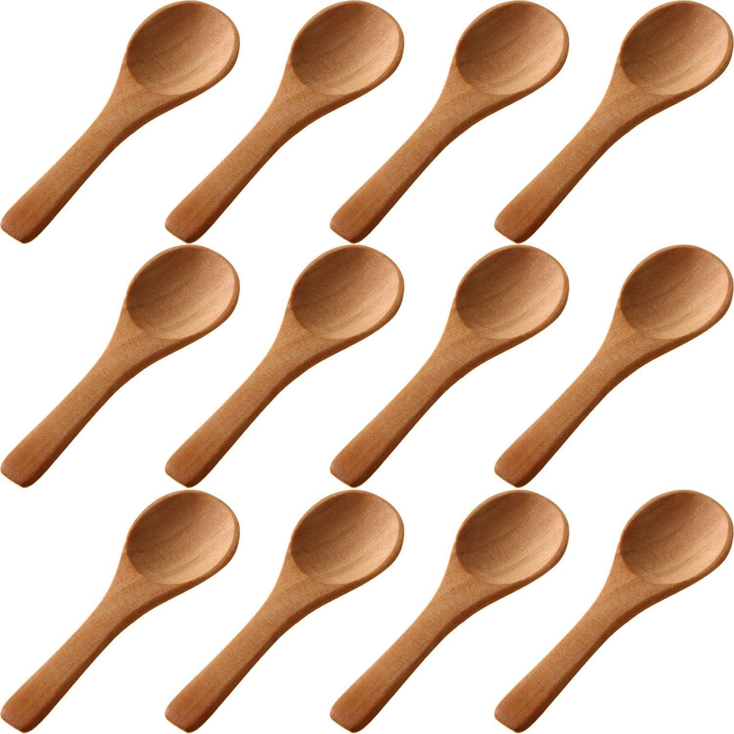10/20/50/100Pcs Wooden Spoons Mini Tasting Spoons Condiments Salt Spoons for Kitchen Cooking Seasoning Oil Coffee Tea Sugar 10pcs