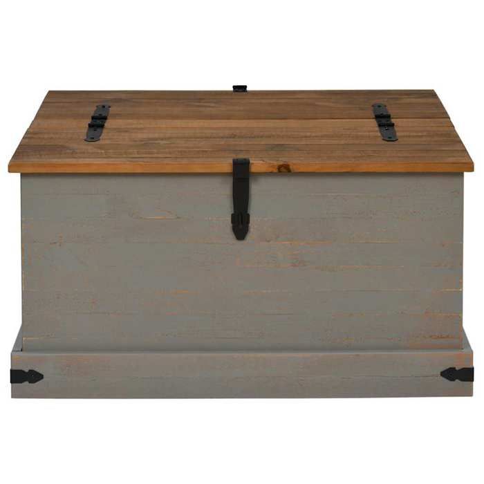 VidaXL Coffre de rangement HALDEN gris 91x91x47 cm bois massif pin, stockage de coffre, coffre de rangement en bois, coffre 4018407
