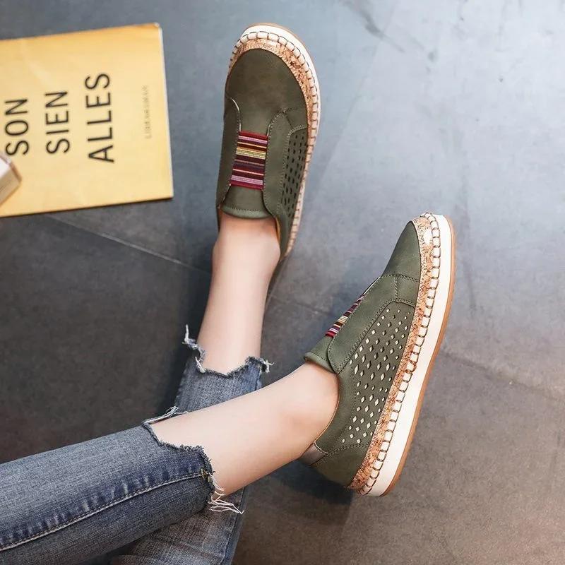 Fashion 2024 Hot Sales Women Slip On Sneakers Shallow Vulcanized Shoes Breathable Hollow Out Casual Ladies Shoes Woman Plus Red