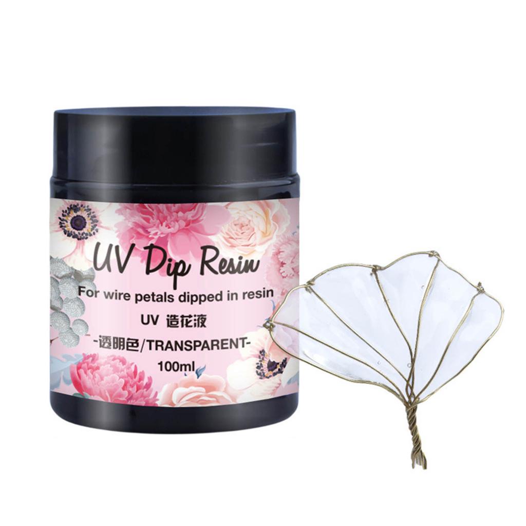 UV DIP Resin Glue for Wire Flower Petals Transparent Liquid Ultraviolets Curing Crystal Glue Jewelry Making for Beginner