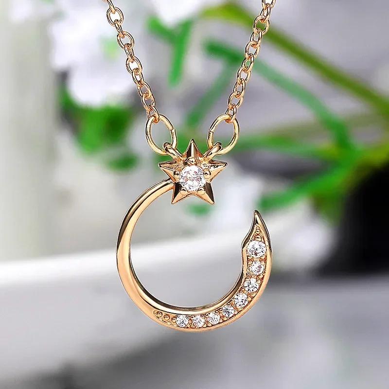 Gift Creative Style Star Shape Pendant Necklace For Women Lovely Neck Jewelry With Brilliant Cubic Zirconia Daily Collocation