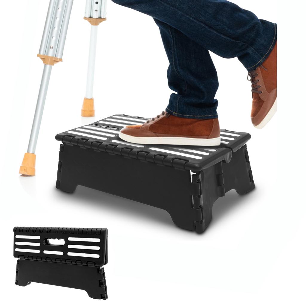 Folding Step Stool 5 Inch Plastic Nonslip Elderly Adults Foot Stool Assistive Devices for Bathroom Kitchen Garden