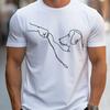Summer Men's 100% Pure Cotton Casual T-shirt with Fun Dog Print Casual Round-neck Short-sleeved