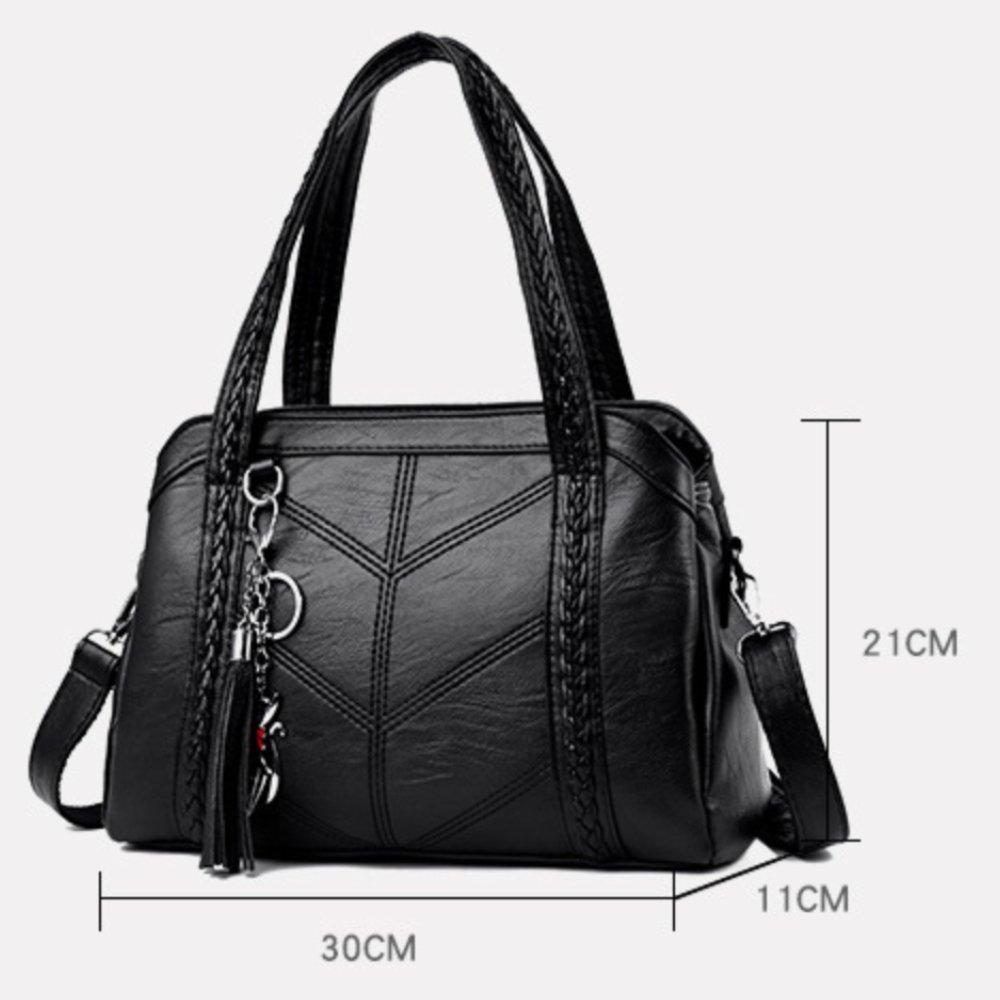 Large Capacity Retro Shoulder Crossbody Bag Women Handbag Soft Leather Tote Purse Mature Mom Bag Casual Travel Shopper