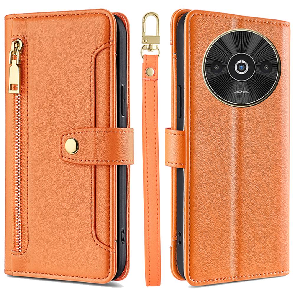 For Xiaomi Redmi A3/Poco C61 4G Case PU Leather Cash Pocket Phone Cover with Crossbody Strap