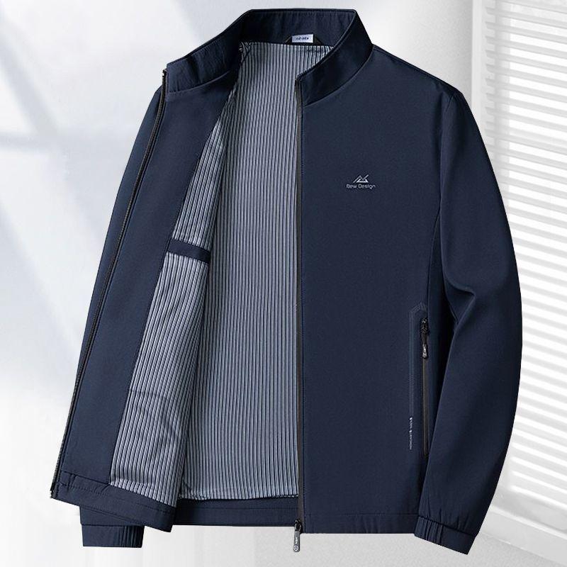 Spring New Middle-aged Men's Business Casual Stand-collar Jacket Middle-aged and Elderly Men's Spring and Autumn Tops Dad Jacket