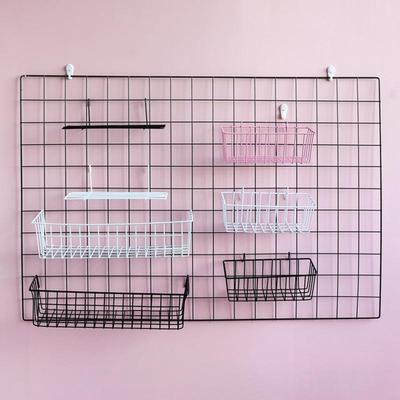 62KD Photo Wall Accessories Hanging Basket Wrought Iron Wall Decoration for Creative Shelf with Hooks