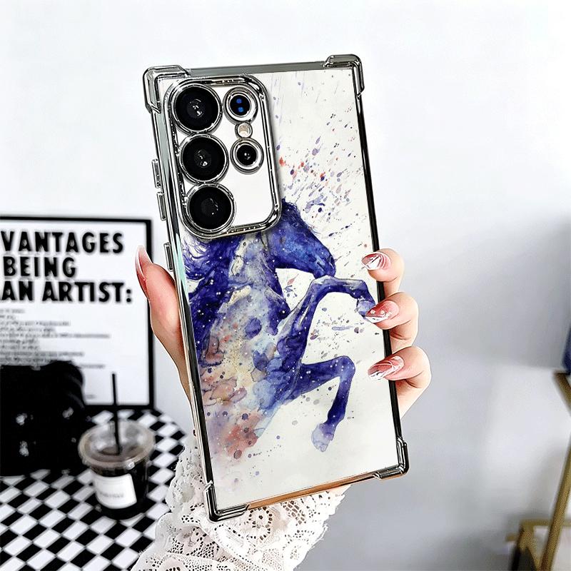 

Oil Painting Horse Soft Phone Case For Samsung Galaxy S26 Ultra S25 Edge S24 FE S23 Plus S22 S21 + S20 Plating Anti-Fall Fundas Samsung S25