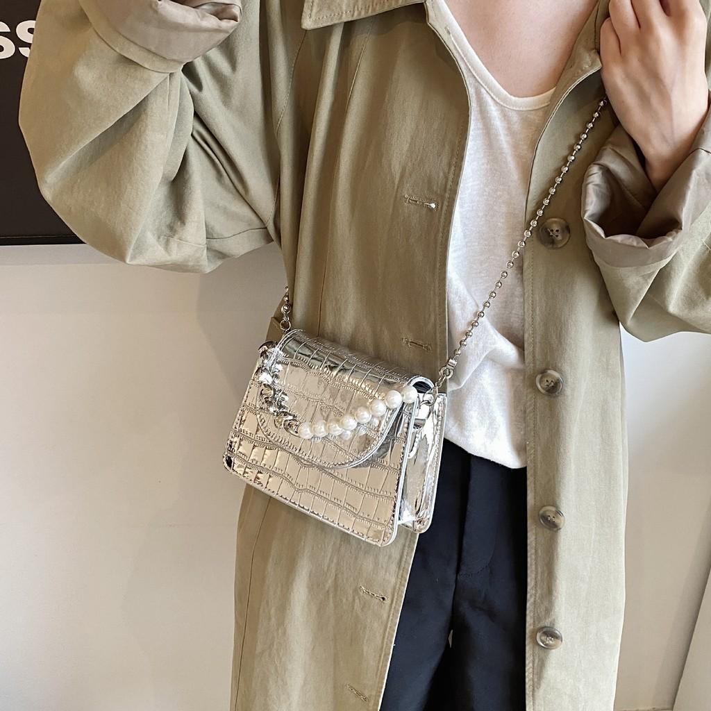 Chic Urban Minimalist Pearl Finish Small Handbag Ideal For Girls With A Trendy Design