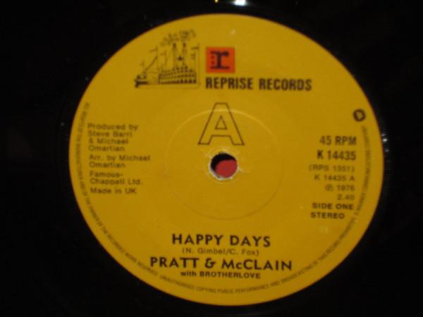 

7inch Record PRATT & MCCLAIN, BROTHERLOVE - Happy Days K14435 REPRISE 1976 UK Rock Used