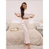 Spring Summer Pajamas Set for Women White Heart Print Short Sleeve Tops and Long Pants Sleepwear Casual Loose Soft Pyjamas Homewear