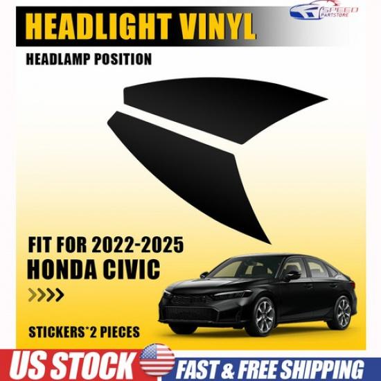 2x Headlight Precut Front Smoked Vinyl Tint Overlay For -2025 Honda Civic