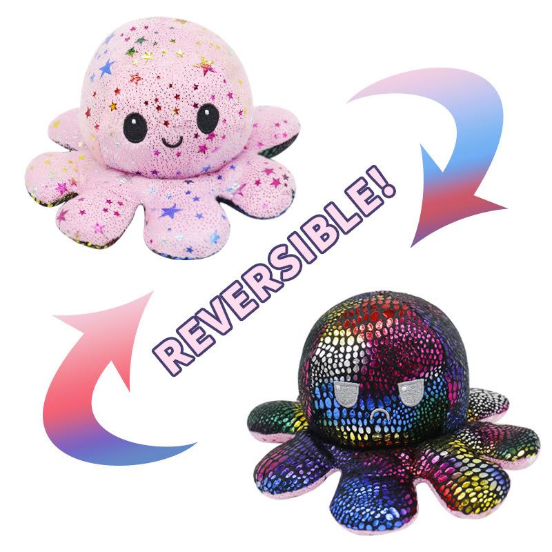 Reversible Flip Stuffed Octopus Plush  Doll Soft Simulation Reversible Plush Toy Double-sided Color
